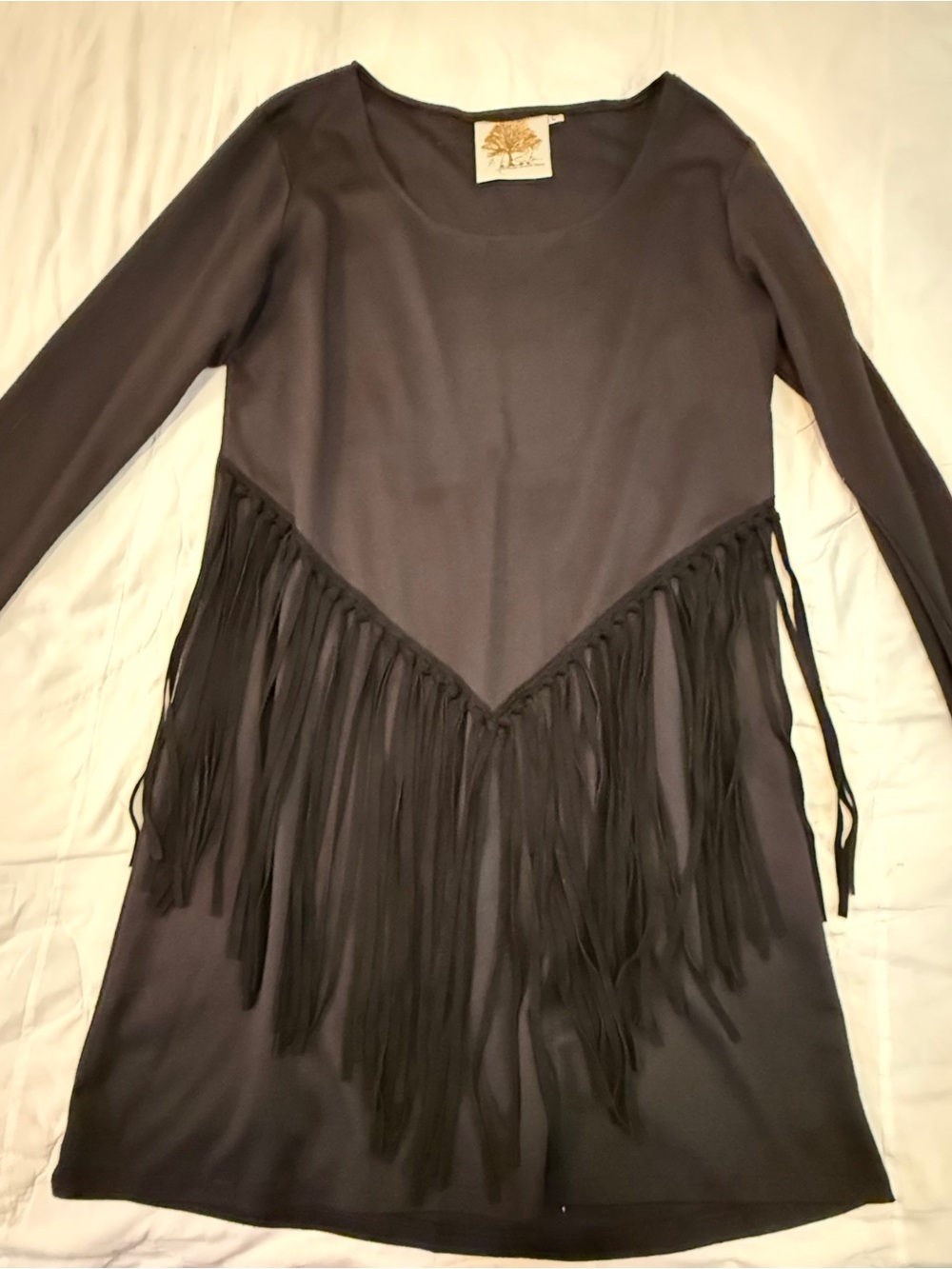 Mystree by Southern Fashion House Black Dress with Fringe